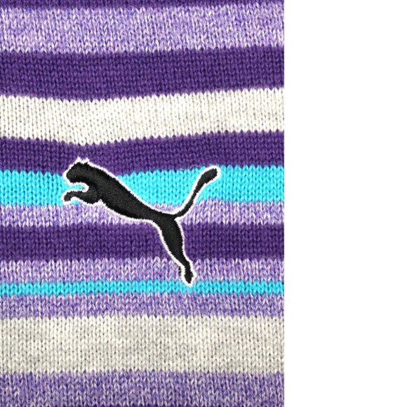 PUMA COTTON 1/4 ZIP SWEATER GRAY, PURPLE & TURQUOISE Sz LARGE, L - Picture 1 of 5